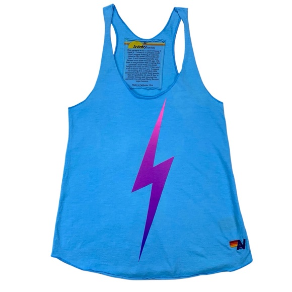 Aviator Nation Tops - Aviator Nation Women’s‎ Medium Lightning Bolt Tank Top Blue USA Made
